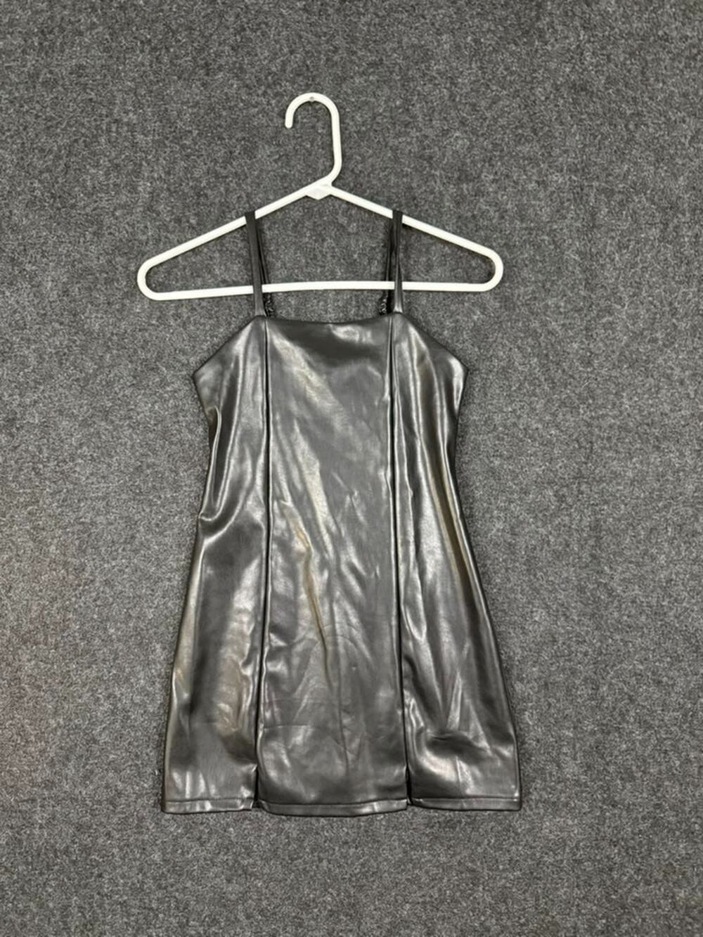 Art Class Girls Black Faux Leather Mini Dress Size M 8 Sleeveless A-Line